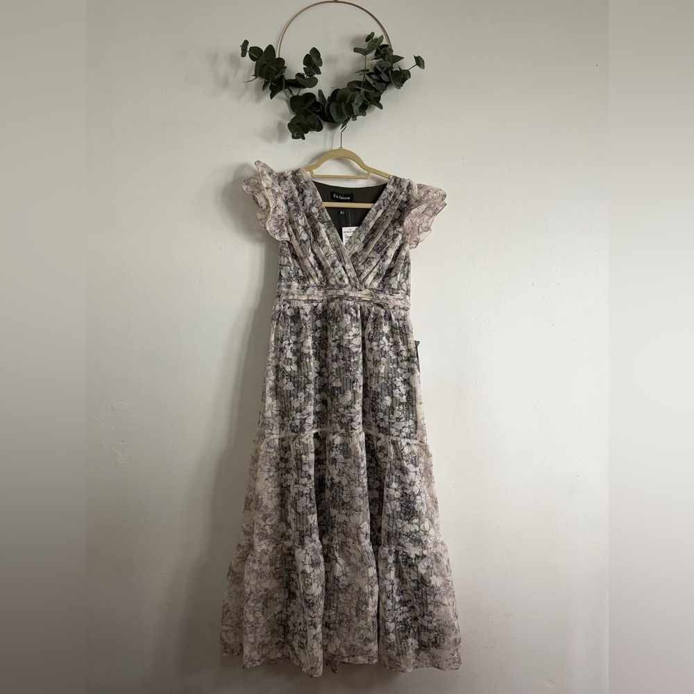 En Saison Floral Lace Maxi Dress in Cream and Green NEW WITH TAGS - Picture 9 of 11